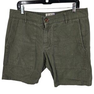 Almond Surfboard designs mens size 34 flat front khaki green pocket shorts